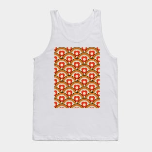 Retro Waves and Flowers Red Tank Top